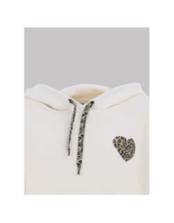 Sweat à capuche daze cœur léopard blanc femme - Only