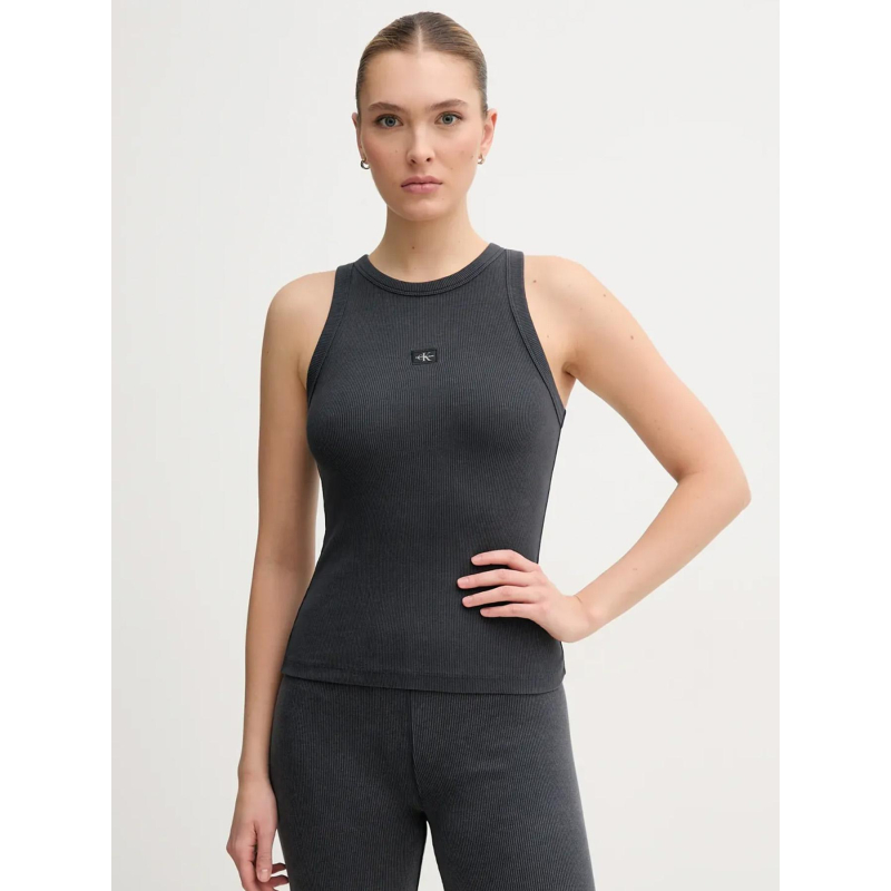 Débardeur côtelé washed gris anthracite femme - Calvin Klein Jeans