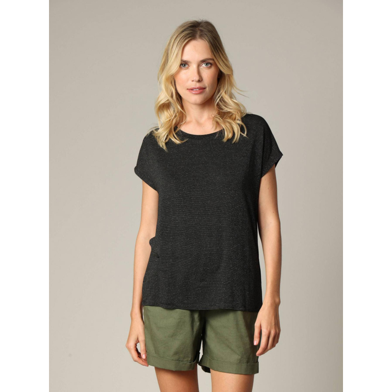 T-shirt rayé pailleté lina noir femme - Deeluxe
