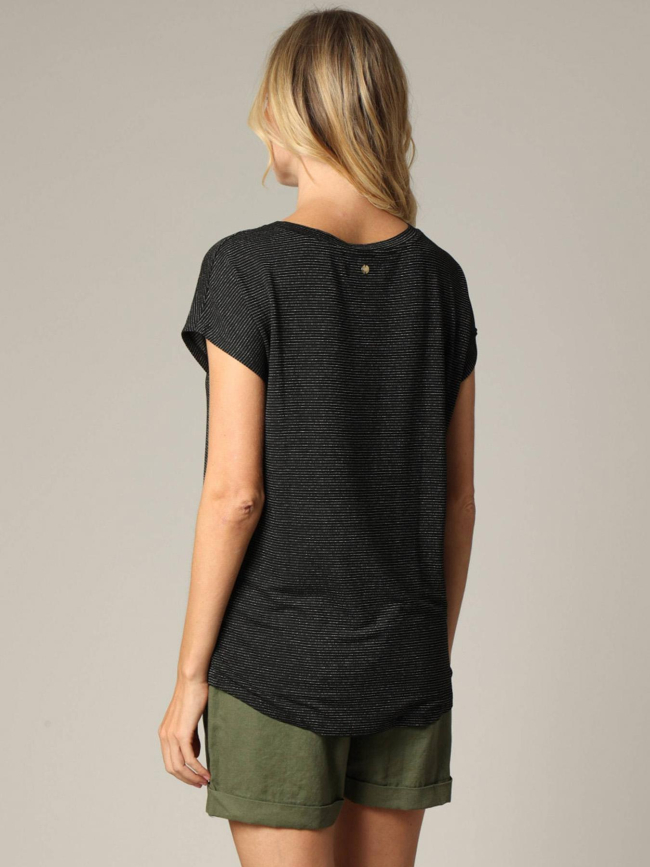 T-shirt rayé pailleté lina noir femme - Deeluxe