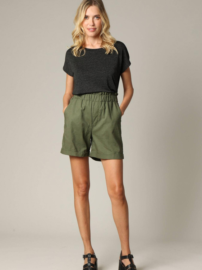 T-shirt rayé pailleté lina noir femme - Deeluxe