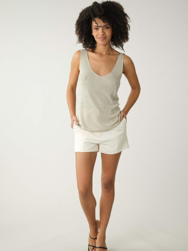 Débardeur à strass shine beige femme - Deeluxe