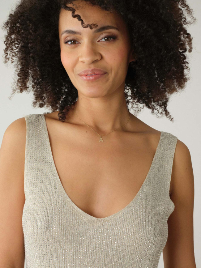Débardeur à strass shine beige femme - Deeluxe