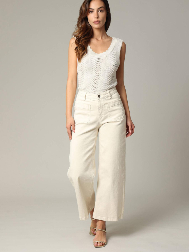 Jean large liloo beige femme - Deeluxe