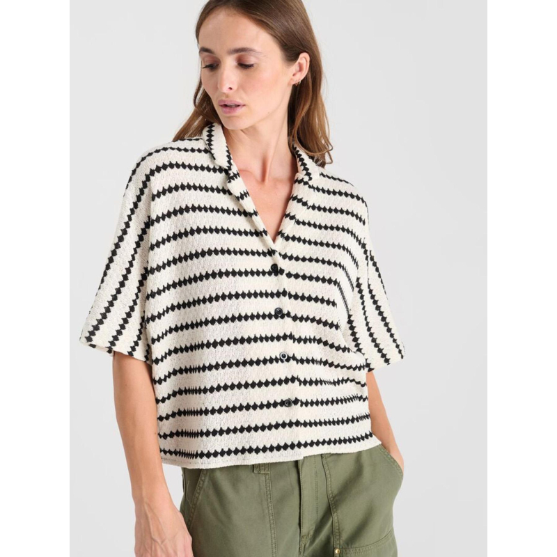 Top boutonné cleo blanc noir femme - Le Temps Des Cerises