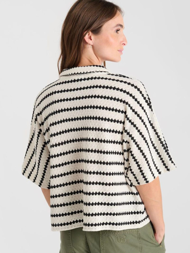 Top boutonné cleo blanc noir femme - Le Temps Des Cerises