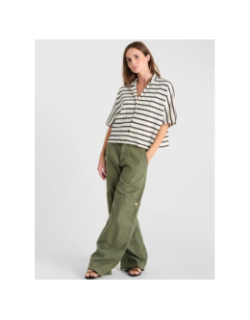 Top boutonné cleo blanc noir femme - Le Temps Des Cerises