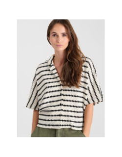 Top boutonné cleo blanc noir femme - Le Temps Des Cerises