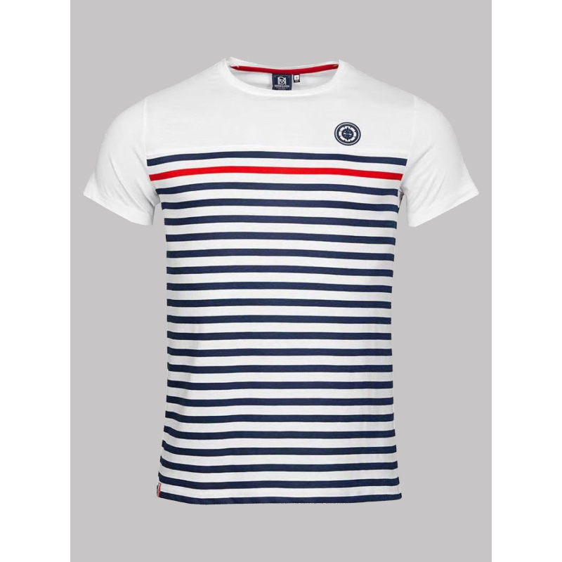 T-shirt rayé montana blanc bleu homme - La Maison Blaggio