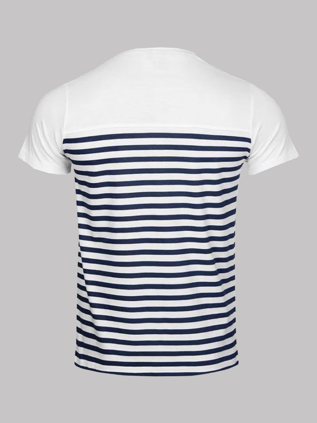 T-shirt rayé montana blanc bleu homme - La Maison Blaggio