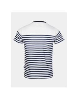 T-shirt col boutonné rayé murphy blanc bleu homme - La Maison Blaggio