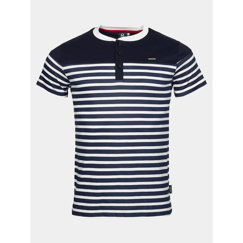 T-shirt col boutonné rayé murphy bleu homme - La Maison Blaggio