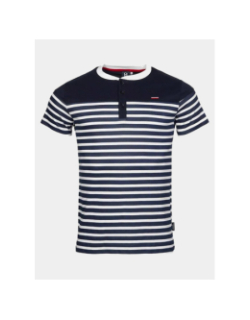 T-shirt col boutonné rayé murphy bleu homme - La Maison Blaggio