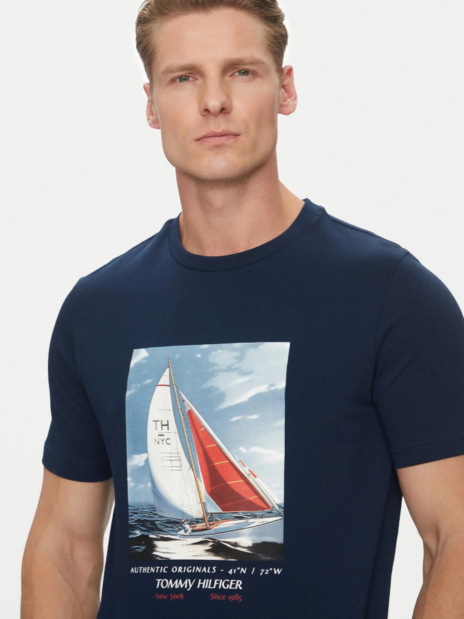T-shirt à imprimé photo bleu marine homme - Tommy Hilfiger