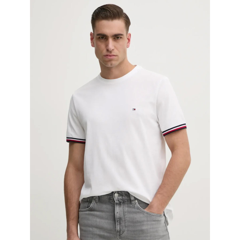 T-shirt uni global stripe blanc homme - Tommy Hilfiger