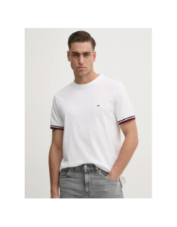 T-shirt uni global stripe blanc homme - Tommy Hilfiger