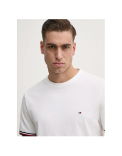 T-shirt uni global stripe blanc homme - Tommy Hilfiger