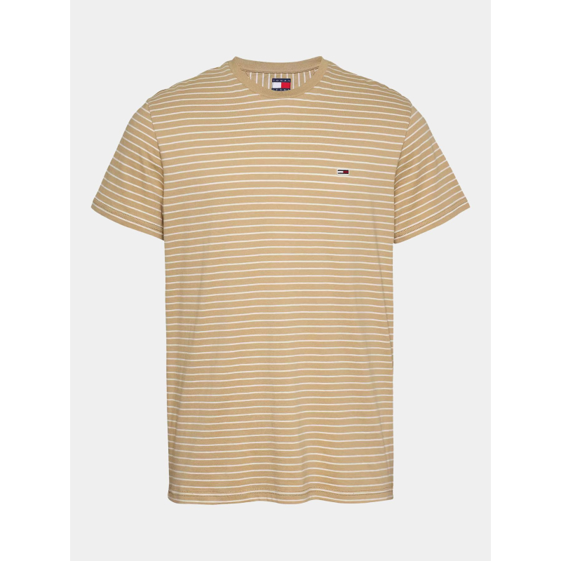 T-shirt slim rayé jaspe beige homme - Tommy Jeans