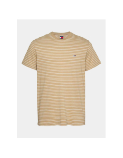 T-shirt slim rayé jaspe beige homme - Tommy Jeans