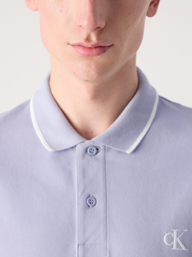 Polo tipping logo bleu violet homme - Calvin Klein Jeans