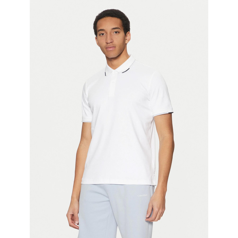 Polo slim liquid touch block blanc homme - Calvin Klein