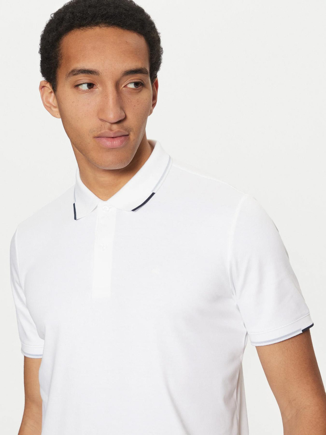 Polo slim liquid touch block blanc homme - Calvin Klein