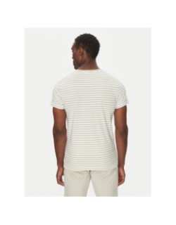 T-shirt rayé stretch slim beige blanc homme - Calvin Klein