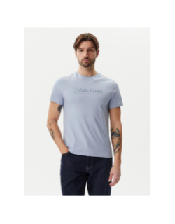 T-shirt logo satin bonded bleu homme - Calvin Klein