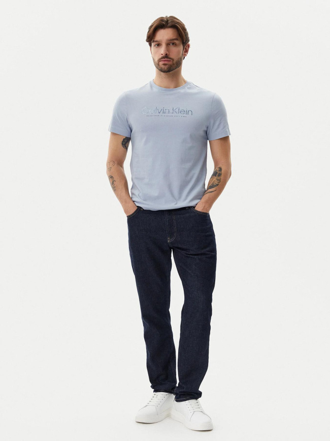 T-shirt logo satin bonded bleu homme - Calvin Klein