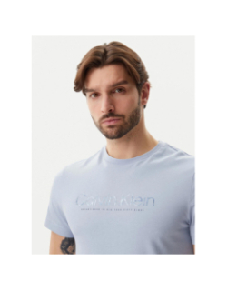 T-shirt logo satin bonded bleu homme - Calvin Klein