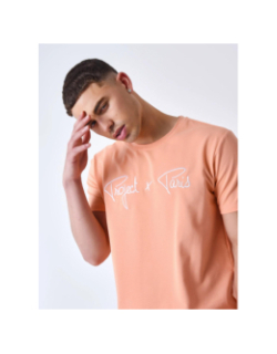 T-shirt logo brodé pèche orange homme - Project X Paris