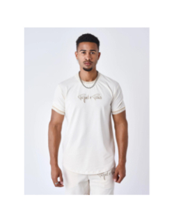 T-shirt à logo brodé en relief beige homme - Project X Paris