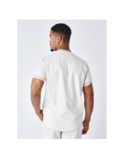 T-shirt à logo brodé en relief beige homme - Project X Paris