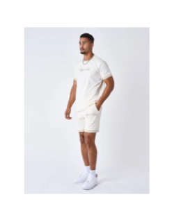 T-shirt à logo brodé en relief beige homme - Project X Paris