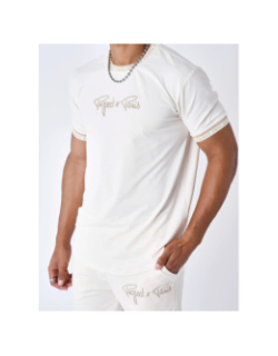 T-shirt à logo brodé en relief beige homme - Project X Paris