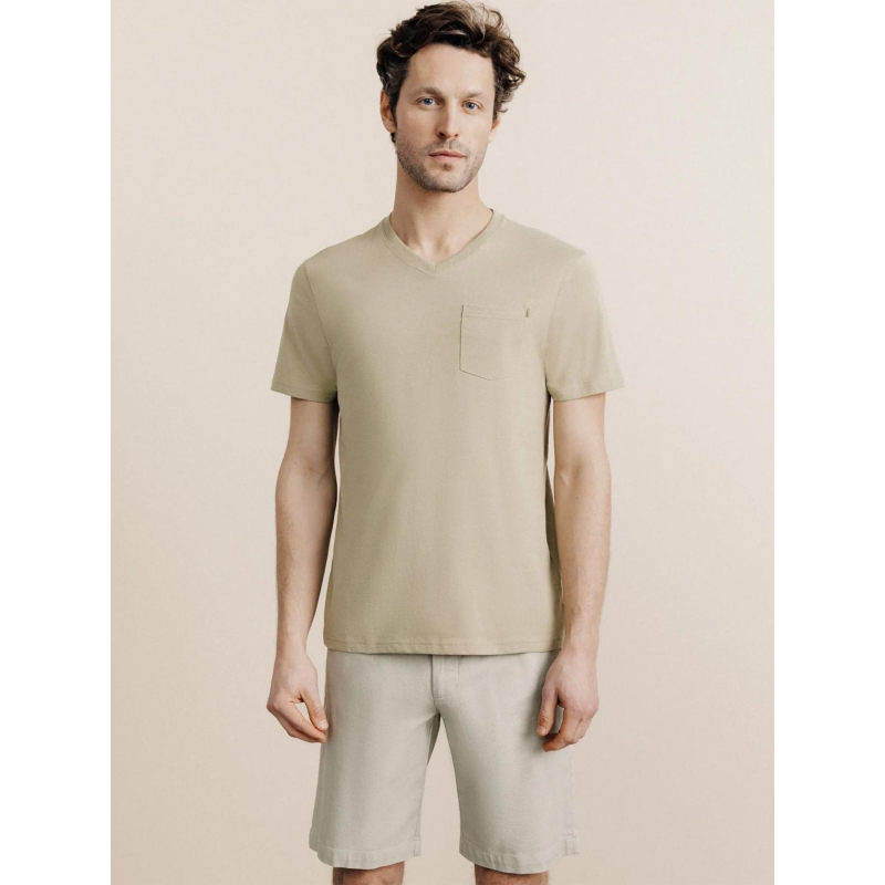 T-shirt col v à poche giraise vert homme - Izac