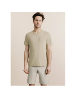 T-shirt col v à poche giraise vert homme - Izac