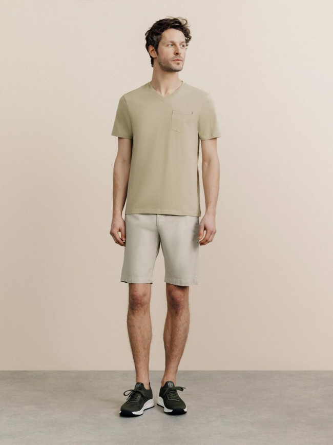 T-shirt col v à poche giraise vert homme - Izac