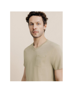 T-shirt col v à poche giraise vert homme - Izac