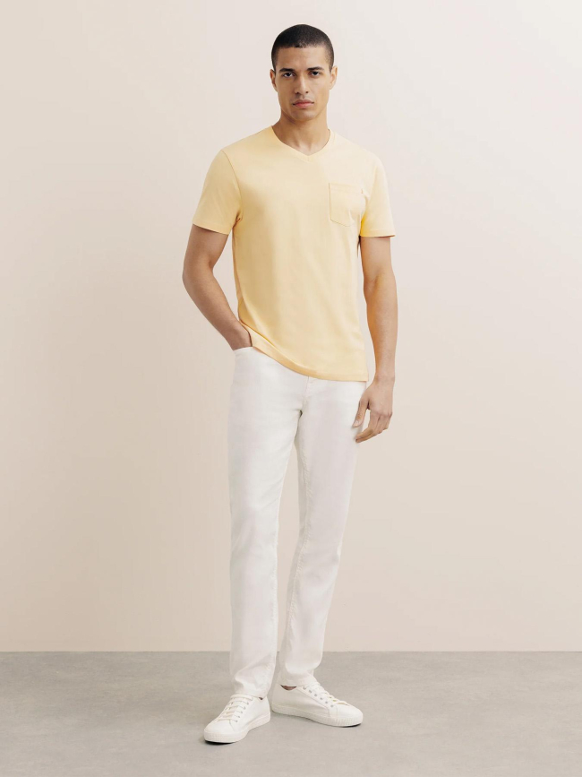 T-shirt col v à poche giraise orange homme - Izac