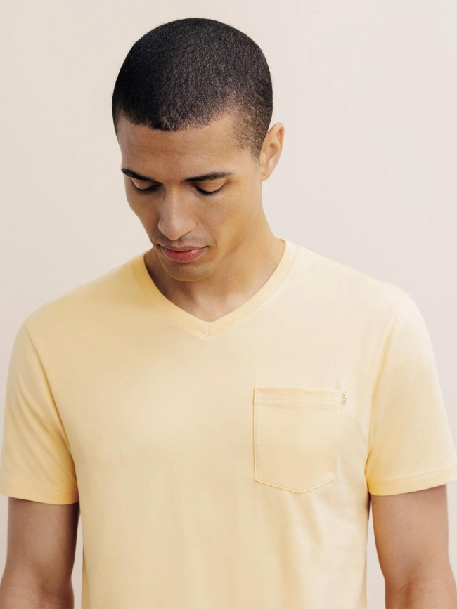 T-shirt col v à poche giraise orange homme - Izac