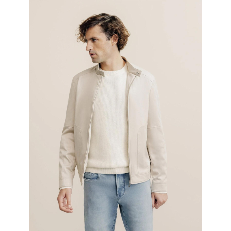 Blouson en suédine type biker rocky écru homme - Izac