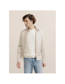 Blouson en suédine type biker rocky écru homme - Izac