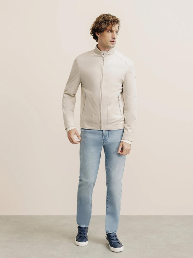 Blouson en suédine type biker rocky écru homme - Izac