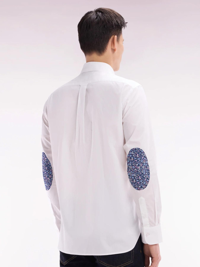 Chemise à coudières fleuries blanc homme - Eden Park