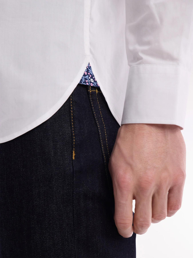 Chemise à coudières fleuries blanc homme - Eden Park