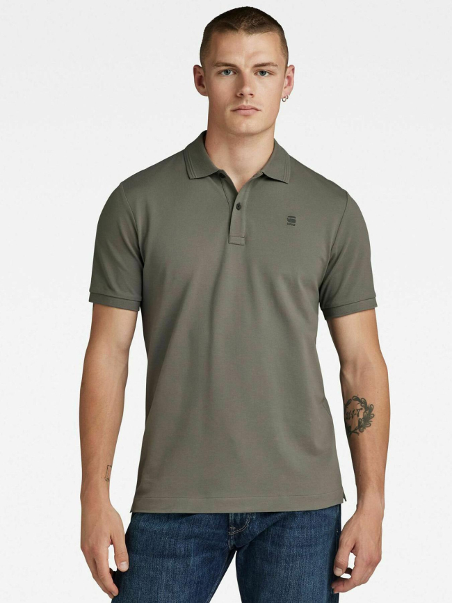 Polo overdyed slim kaki homme - G Star