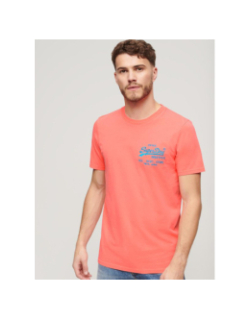 T-shirt vintage logo fluo rose homme - Superdry