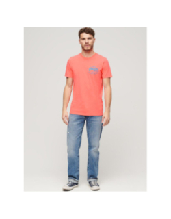 T-shirt vintage logo fluo rose homme - Superdry