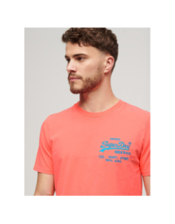 T-shirt vintage logo fluo rose homme - Superdry